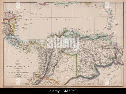 Le sud de l'Amérique centrale. La Nouvelle Grenade moustique au Venezuela. ETTLING, 1863 map Banque D'Images