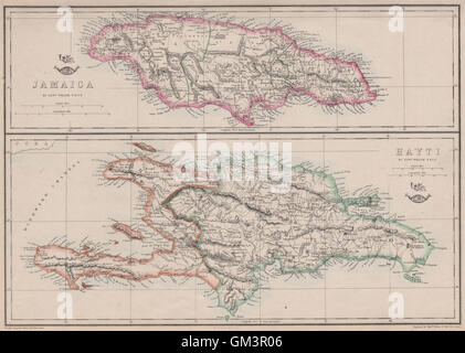 La Jamaïque et Haïti. 'Brazil'. Caraïbes Antilles. WELLER, 1863 carte antique Banque D'Images