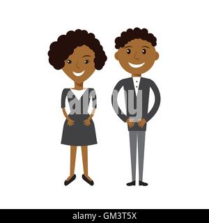 Couple de femme d'affaires et homme d'affaires. Les gens d'affaires télévision noir afroamerican illustration. Illustration de Vecteur