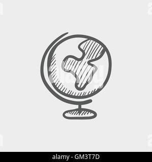World globe avec socle icône croquis Illustration de Vecteur