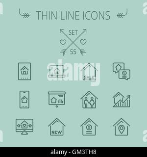 Real Estate fine ligne icon set Illustration de Vecteur