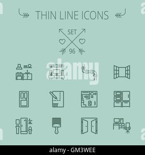 Construction fine ligne icon set Illustration de Vecteur