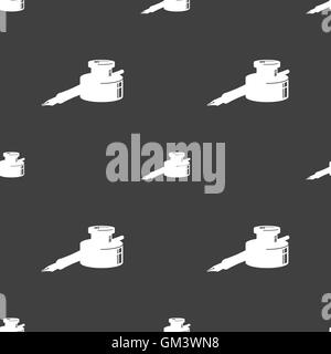 Plume et encre Se déconnecter icône. Motif transparente sur un fond gris. Vector Illustration de Vecteur