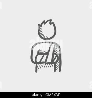 Homme blessé avec des pansements icône croquis Illustration de Vecteur