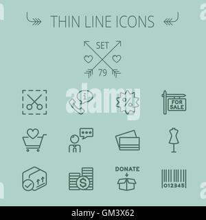 Ligne fine shopping Business icon set Illustration de Vecteur