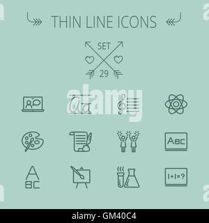 L'éducation fine ligne icon set Illustration de Vecteur