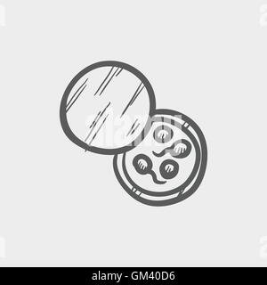 Boîte de Pétri avec l'icône esquisse des bactéries Illustration de Vecteur