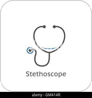 Stéthoscope et l'icône des services médicaux. Modèle plat. Illustration de Vecteur