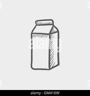 Le lait frais dans une boîte icône croquis Illustration de Vecteur