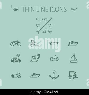 Fine ligne de transport icon set Illustration de Vecteur