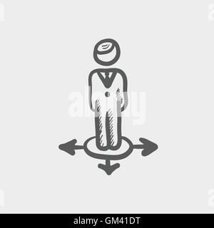L'homme de trois façons l'icône esquisse Illustration de Vecteur