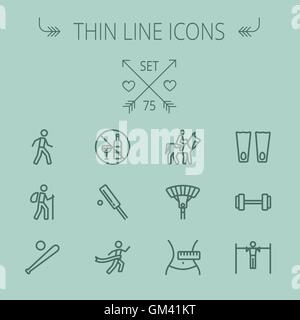 Sports ligne mince icon set Illustration de Vecteur