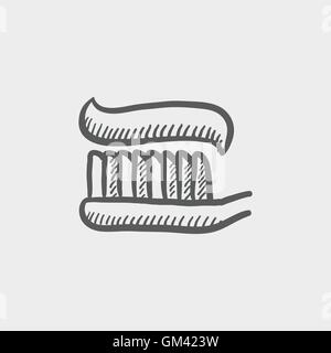 Brosse à dents avec du dentifrice icône croquis Illustration de Vecteur