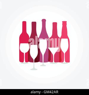 Modèles de conception des vins avec différentes bouteilles de vin Illustration de Vecteur