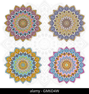 Jeu de couleurs différentes Mandala Illustration de Vecteur