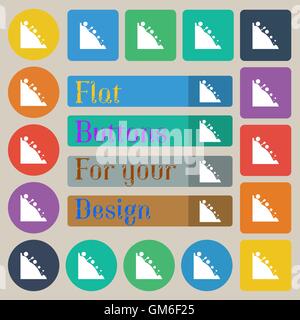L'icône d'éboulement. Ensemble de vingt plats, ronds de couleur, boutons carrés et rectangulaires. Vector Illustration de Vecteur