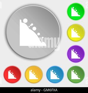 L'icône d'éboulement. Symboles sur huit boutons plats. Vector Illustration de Vecteur