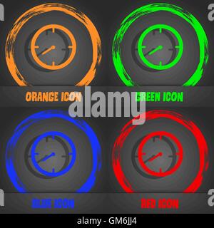 Icône de signe de la minuterie. Symbole de chronomètre. Style moderne à la mode. Dans l'orange, vert, bleu, rouge design. Vector Illustration de Vecteur