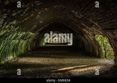 L'intérieur de l'ancien four Hoffman à la chaux Craven travaille dans le Yorkshire Dales. Construit en 1873 il est l'un des mieux conservés en th Banque D'Images