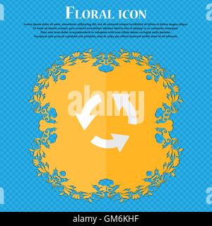 Actualiser. Design plat floral sur un fond abstrait bleu avec place pour votre texte. Vector Illustration de Vecteur