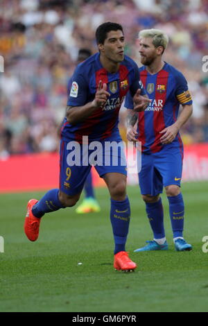 08/20/2016. Camp Nou, Barcelona, Espagne. Luis Suarez objectif lorsque l'espagnol liga match FC Barcelone - betis Séville Banque D'Images