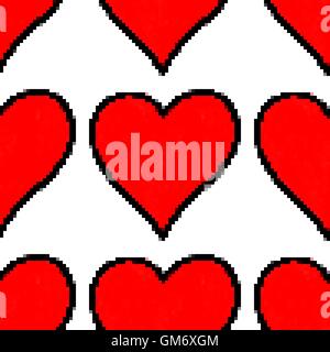 Motif coeur rouge transparent avec signe avec contour noir isolé sur fond blanc. L'élément de conception graphique dessiné à la main Illustration de Vecteur