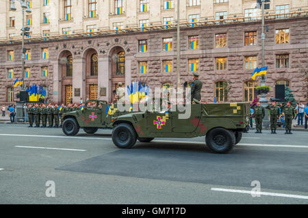 Répétitions pour le défilé militaire pour le jour de l'Indépendance à Kiev, Ukraine. Banque D'Images