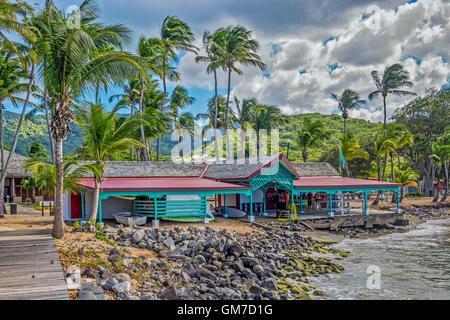 En s'appuyant sur la plage Guadeloupe Antilles Banque D'Images