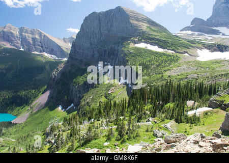 Vue du glacier de Grinnell montrant Grinnell Lake dans le Glacier National Park, Montana, United States. Banque D'Images