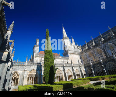 Cloître Salle de la Monastère de Batalha, l'un des plus importants sites gothique au Portugal. Banque D'Images