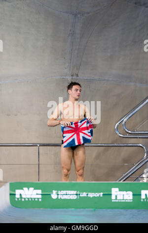 Tom Daley de Grande-Bretagne au cours de la FINA/NVC Diving World Series à Londres le 3 mai 2015. Banque D'Images