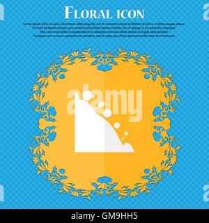 L'icône d'éboulement. Design plat floral sur un fond abstrait bleu avec place pour votre texte. Vector Illustration de Vecteur