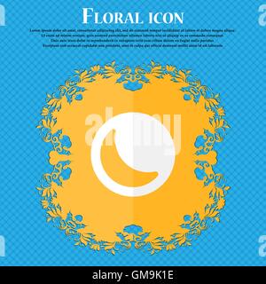 Lune . Design plat floral sur un fond abstrait bleu avec place pour votre texte. Vector Illustration de Vecteur