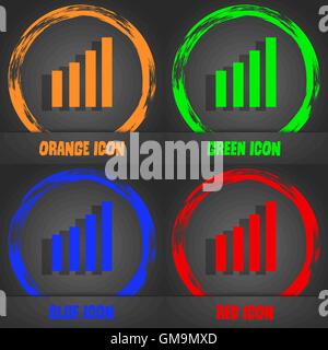 Signe du signal mobile. Symbole Wi-fi. L'icône de réseau sans fil. Zone Wifi. Style moderne à la mode. Dans l'orange, vert, bleu, rouge design. Vector Illustration de Vecteur