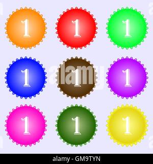 Premier prix signe. Symbole gagnant. L'étape 1. Une série de 9 étiquettes de couleurs différentes. Vector Illustration de Vecteur