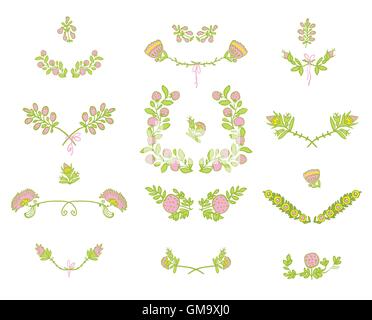 Ensemble d'éléments de conception graphique floral Illustration de Vecteur