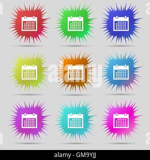 L'icône Calendrier Inscription. jours mois symbole. Bouton Date. L'aiguille d'origine neuf boutons. Vector Illustration de Vecteur