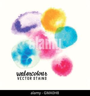 Une collection d'aquarelle abstraite taches dans différentes formes et couleurs. Vector illustration Illustration de Vecteur