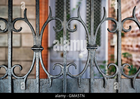 Fragment de clôture en fer forgé à l'avant d'un bâtiment à Toulouse, France. Banque D'Images