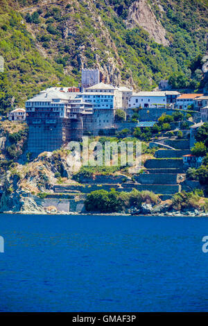 Dionissiou monastère, péninsule Athos, Athos, Chalkidiki, Grèce Banque D'Images