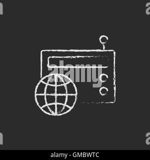 L'icône radio rétro tracé à la craie. Illustration de Vecteur