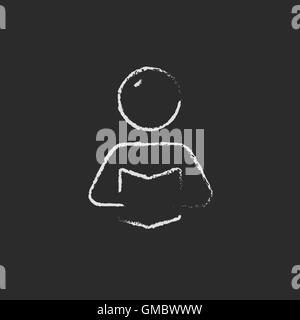 Icône Man reading a book tracé à la craie. Illustration de Vecteur