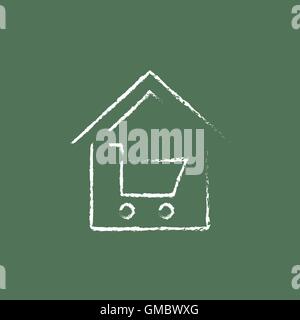 L'icône d'achat maison tracé à la craie. Illustration de Vecteur