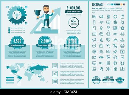 Démarrer modèle plat Infographic Template Illustration de Vecteur