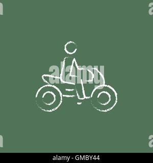 Rider sur une icône moto tracé à la craie. Illustration de Vecteur