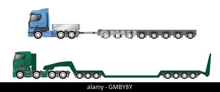 Les camions avec remorques surdimensionnées et de surpoids Illustration de Vecteur