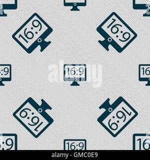 Aspect ratio 16 9 icône tv signe. Motif géométrique transparente avec la texture. Vector Illustration de Vecteur