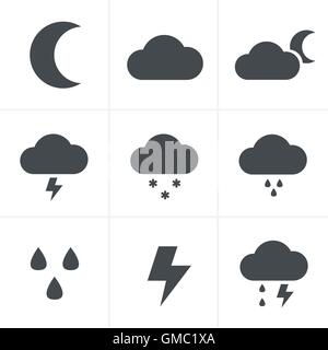 Icônes météo sur fond blanc Illustration de Vecteur