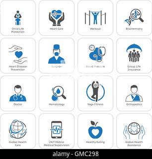 Medical and Health Care Icons Set. Modèle plat. Illustration de Vecteur