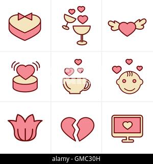 Icônes de Style love Icons Set Vecteur Conception, Illustration de Vecteur